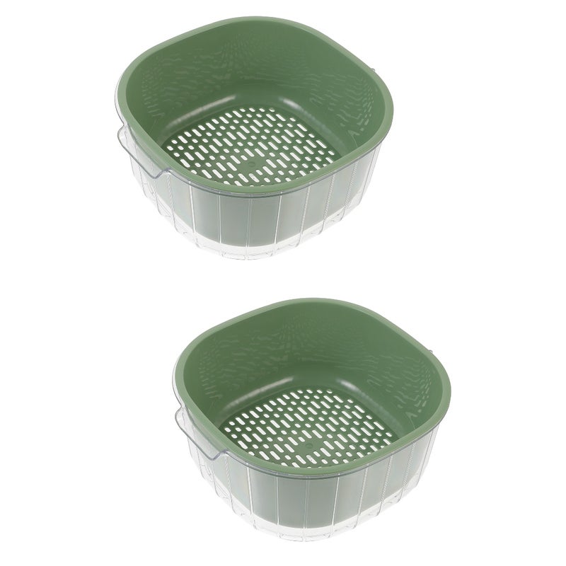 2pcs Vegetable Washing Basket Kitchen Draining Basket Double Layer Fruit Wash Basin - Image 1