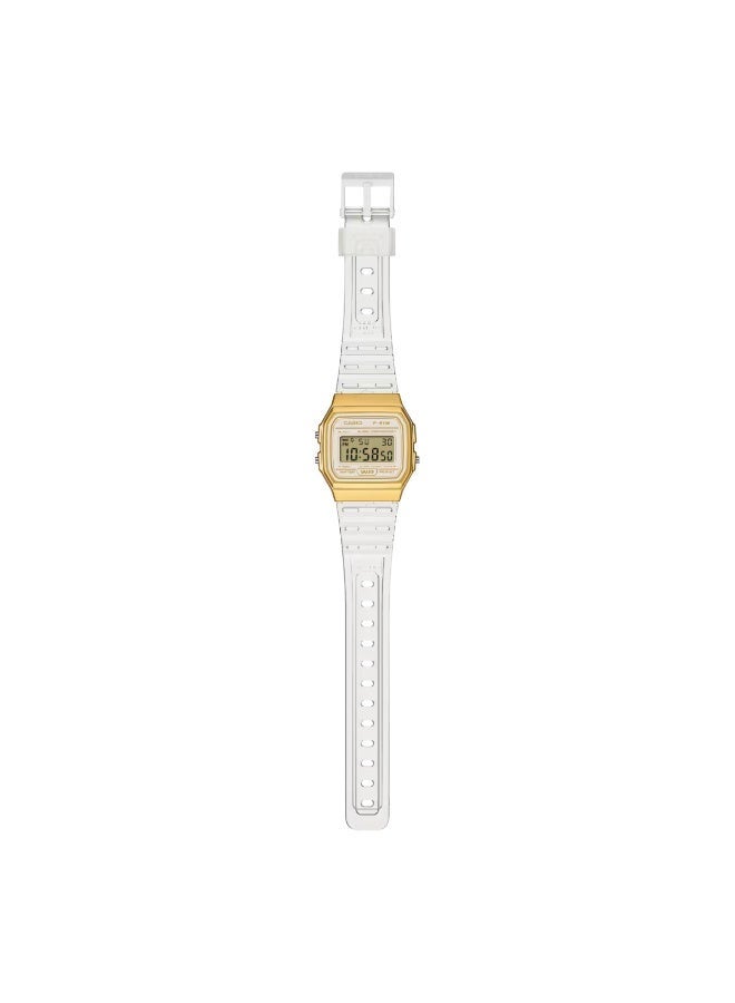 CASIO Vintage Digital Unisex Watch F-91WS-7A2, 38.2mm Gold Resin Case & Transparent Resin Strap, LED Light, Stopwatch, Alarm, 30 m WR - Image 2
