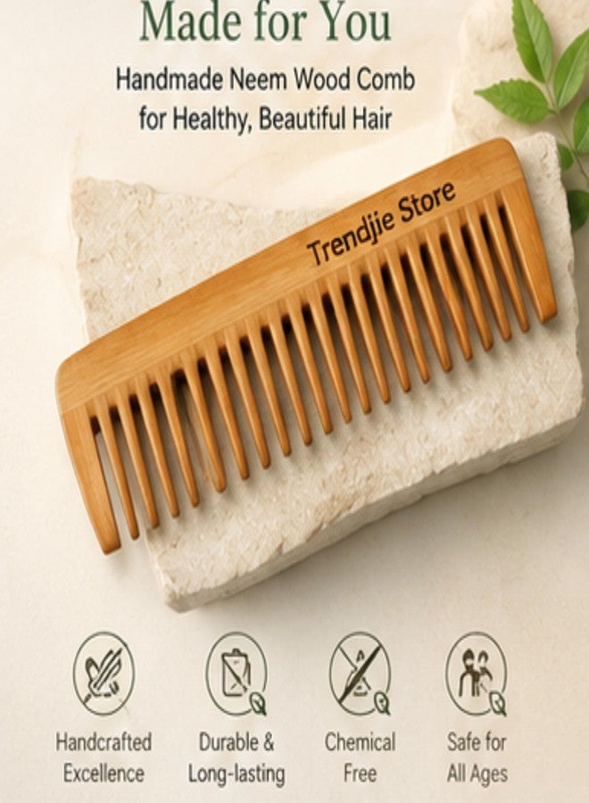 Trendiie Store Neem Wood Comb (1 Pc) | Natural Wooden Hair Comb | Anti-Static & Scalp-Friendly for Men & Women - Image 3