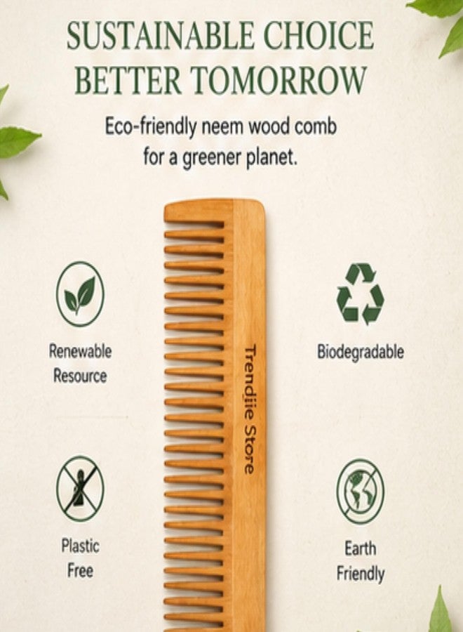 Trendiie Store Neem Wood Comb (1 Pc) | Natural Wooden Hair Comb | Anti-Static & Scalp-Friendly for Men & Women - Image 4
