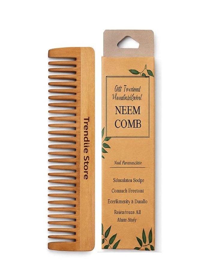 Trendiie Store Neem Wood Comb (1 Pc) | Natural Wooden Hair Comb | Anti-Static & Scalp-Friendly for Men & Women - Image 1