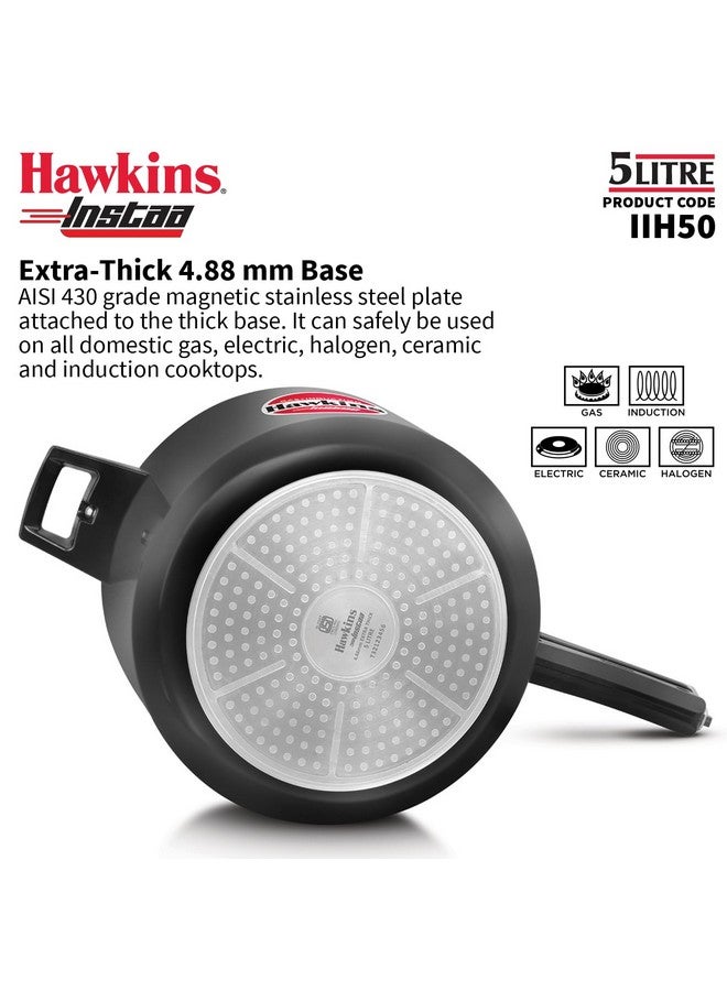 Hawkins 5 Litre Instaa Pressure Cooker, Induction Inner Lid Cooker, Tall Body Hard Anodised Cooker, Best Black Cooker, Black (Iih50) - Image 4