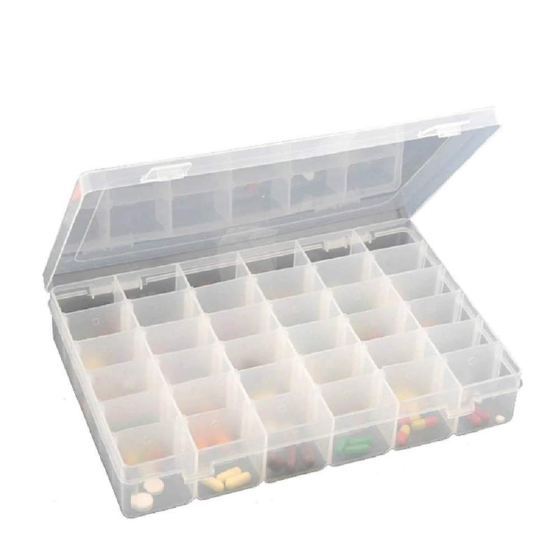 Drake Drake 36 Grids Adjustable Jewelry Storage Boxes, Clear Organizer Bead Plastic Storage Case for Jewelry Beads Earring Container Tool Fishing Hook Small Accessories (Rectangular) 