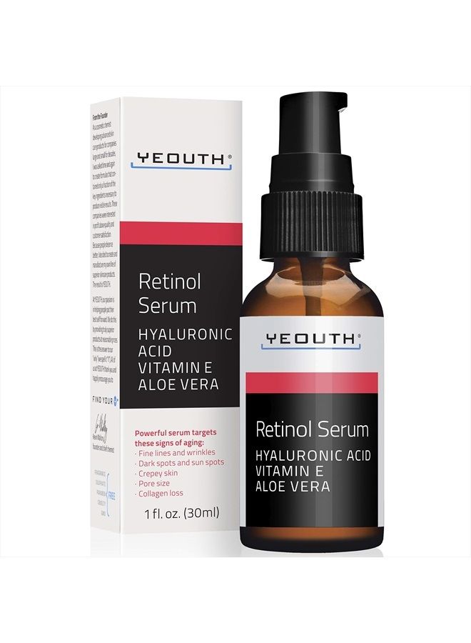 Yeouth Retinol Serum for Face with Hyaluronic Acid, Hydrating Night Serum for Face, Retinol for Acne, Wrinkle & Dark Spots, Anti Aging Serum, Retinol for Face, Skin Care Face Serum for Men & Women by YEOUTH - Image 1