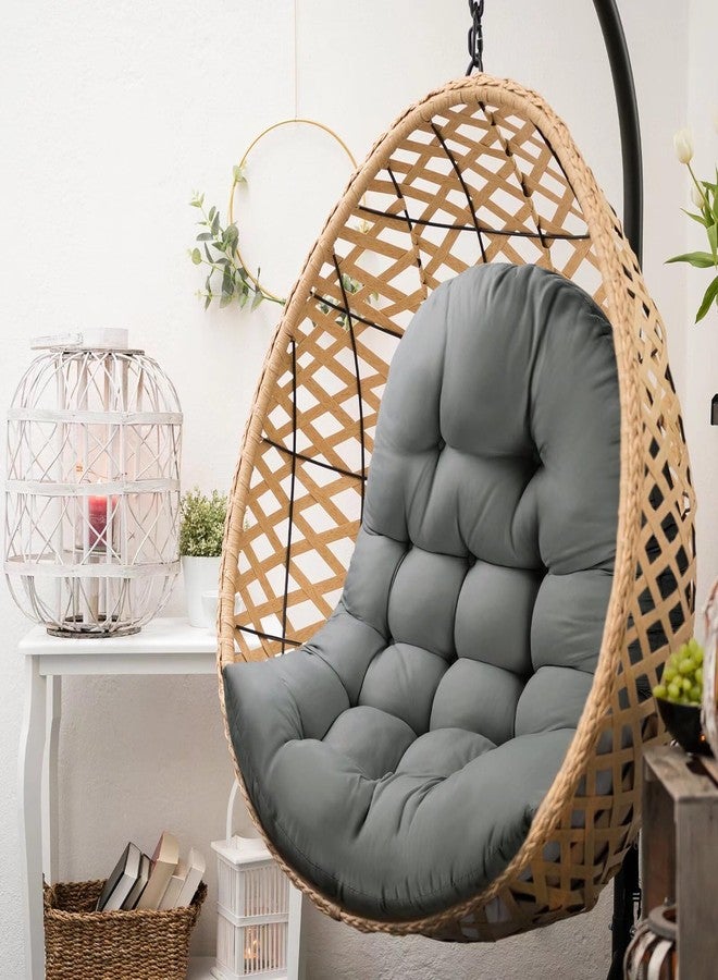 MQK Patio Egg Chair Cushion Replacement, Button Tufted Thick Outdoor Swing Chair Cushion with High Elasticity PP Cotton and Skin-Friendly Fabric, Hammock Cushion for Porch Furniture (Only Cushion) - Image 3