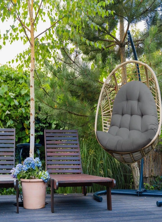 MQK Patio Egg Chair Cushion Replacement, Button Tufted Thick Outdoor Swing Chair Cushion with High Elasticity PP Cotton and Skin-Friendly Fabric, Hammock Cushion for Porch Furniture (Only Cushion) - Image 2