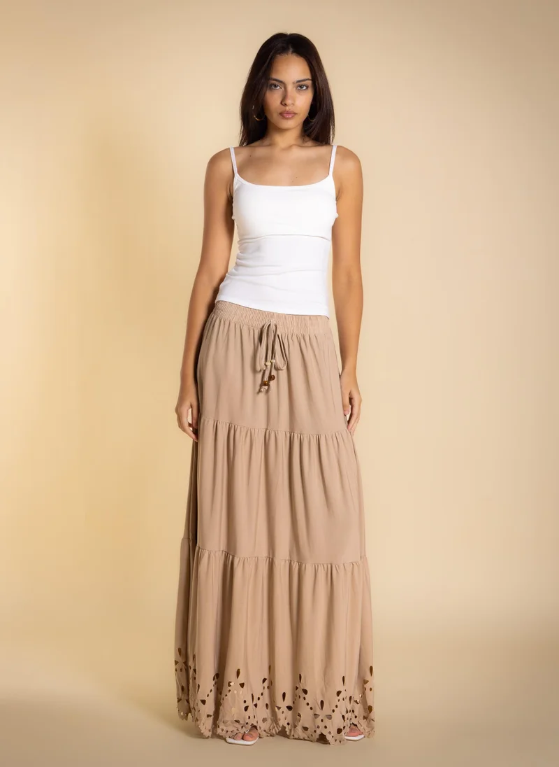 شايبس DETAIL CUTWORK MAXI SKIRT