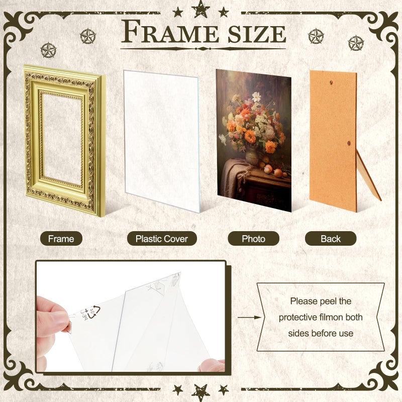 Novabright 8 Pcs Gold Vintage Picture Frames Gallery Wall Frame Set Antique Collage Photo Decor for Wall Mounting or Tabletop Display Multi Sizes 8x10, 5x7, 4x6 for Gallery Living Room - Image 3