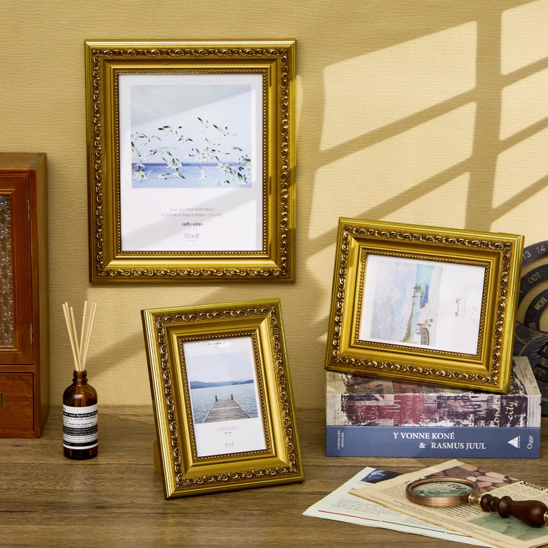 Novabright 8 Pcs Gold Vintage Picture Frames Gallery Wall Frame Set Antique Collage Photo Decor for Wall Mounting or Tabletop Display Multi Sizes 8x10, 5x7, 4x6 for Gallery Living Room - Image 5