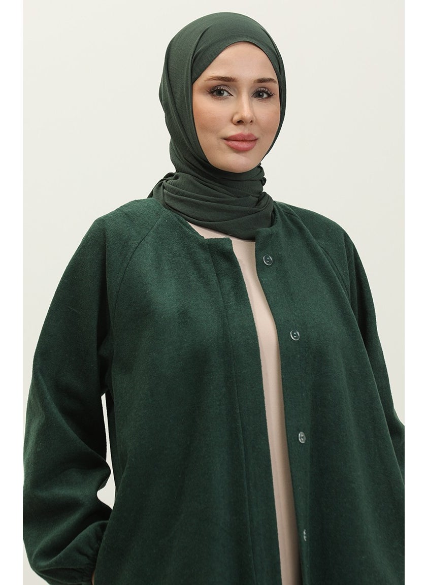 Sefa Merve - Hidden Buttoned Cashmere Coat 3200-03 Emerald Green - Image 1