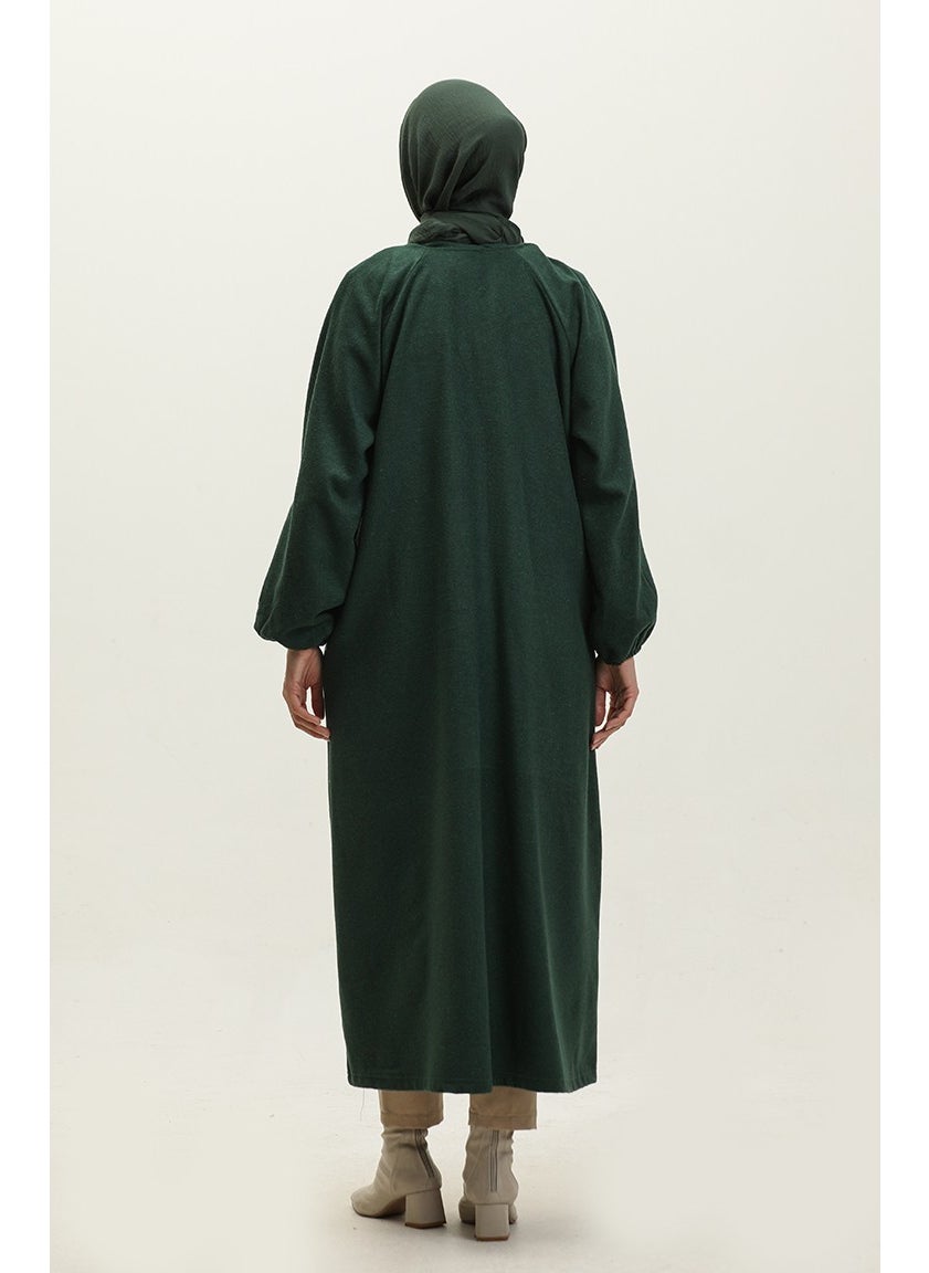 Sefa Merve - Hidden Buttoned Cashmere Coat 3200-03 Emerald Green - Image 1