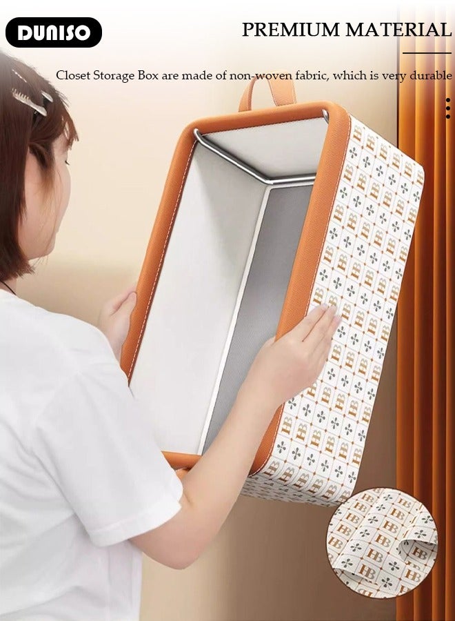 DUNISO 3 Pieces  Closet Storage Bins, HB Steel Frame Storage with Handles, Washable Closet Storage Boxes , Stackable Wardrobe Clothes Organizer, Multi-Purpose Usage Closet Storage Basket, Cube Storage Bin for Clothes Wardrobe Home Bedroom Office(40*25*20cm)  - Image 5