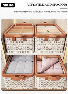 DUNISO 3 Pieces  Closet Storage Bins, HB Steel Frame Storage with Handles, Washable Closet Storage Boxes , Stackable Wardrobe Clothes Organizer, Multi-Purpose Usage Closet Storage Basket, Cube Storage Bin for Clothes Wardrobe Home Bedroom Office(40*25*20cm)  - Image 3