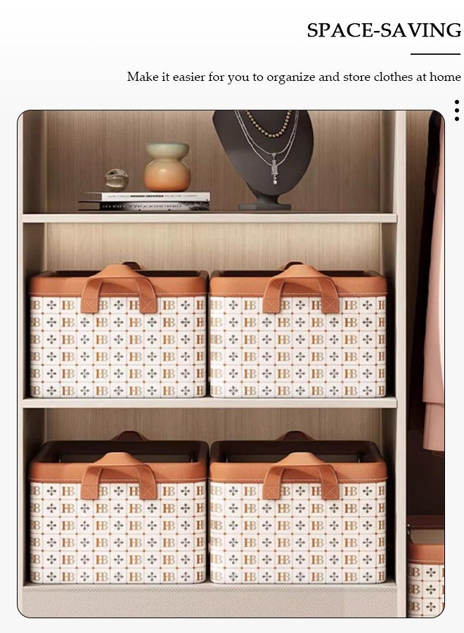 DUNISO 3 Pieces  Closet Storage Bins, HB Steel Frame Storage with Handles, Washable Closet Storage Boxes , Stackable Wardrobe Clothes Organizer, Multi-Purpose Usage Closet Storage Basket, Cube Storage Bin for Clothes Wardrobe Home Bedroom Office(40*25*20cm) - Image 4