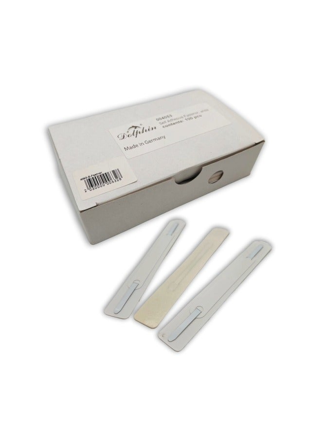 Dolphin Self-Adhesive Fasteners – White, Pack of 100, Strong Bonding, Made in Germany, Ideal for Files & Documents 