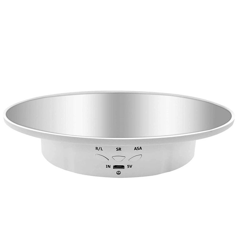 19.87cm Display Stand with Mirror Cover, 360-Degree Electric Rotation (White) - Image 1