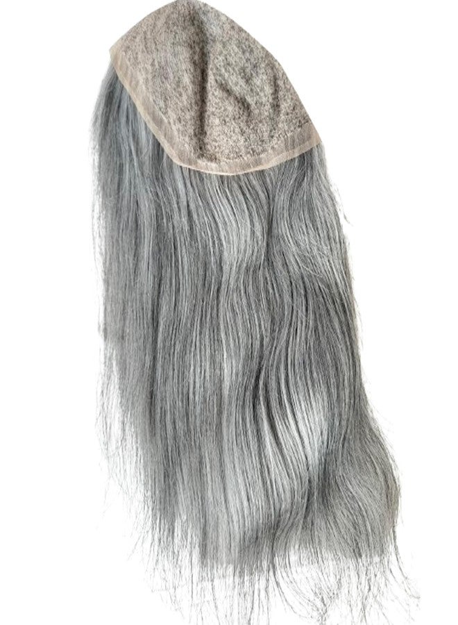 Voloria Swiss Full Lace Men’s Toupee Real Human Hair 1B Mixed 80% Grey Synthetic Hair Replacement for Men Hairpiece 12inch Long Hair - Image 5
