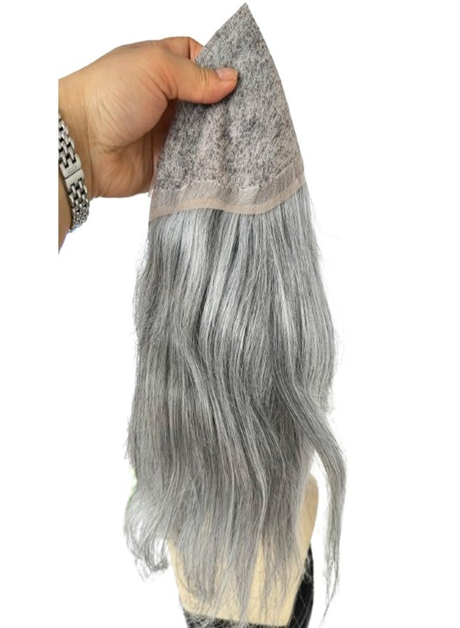 Voloria Swiss Full Lace Men’s Toupee Real Human Hair 1B Mixed 80% Grey Synthetic Hair Replacement for Men Hairpiece 12inch Long Hair - Image 4