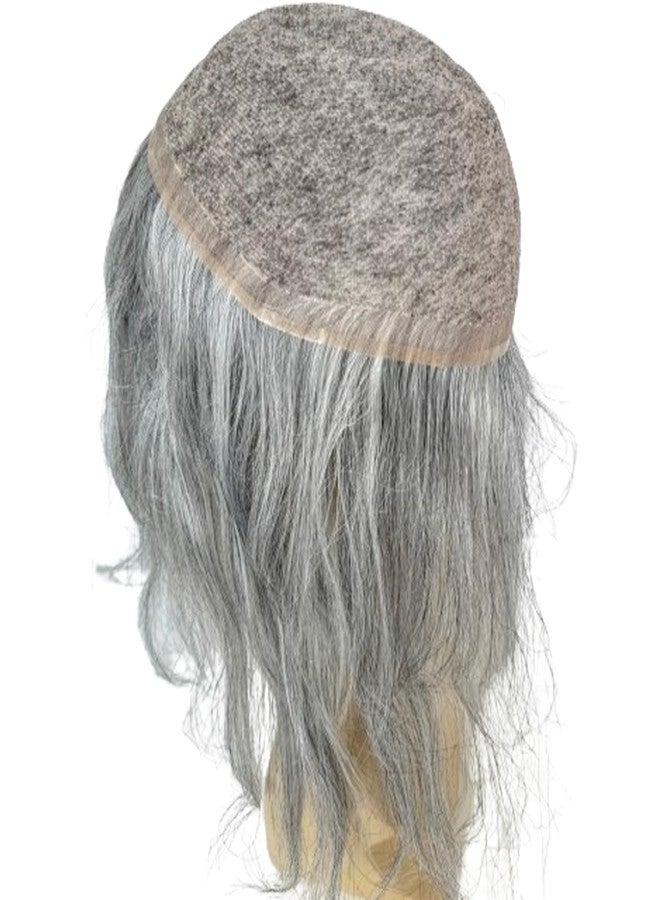 Voloria Swiss Full Lace Men’s Toupee Real Human Hair 1B Mixed 80% Grey Synthetic Hair Replacement for Men Hairpiece 12inch Long Hair - Image 3