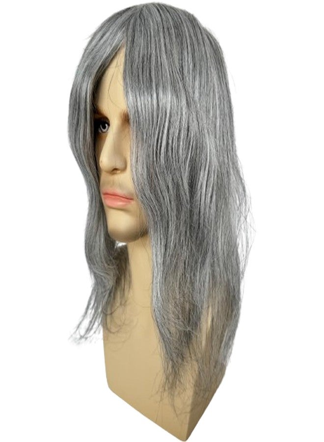 Voloria Swiss Full Lace Men’s Toupee Real Human Hair 1B Mixed 80% Grey Synthetic Hair Replacement for Men Hairpiece 12inch Long Hair - Image 2