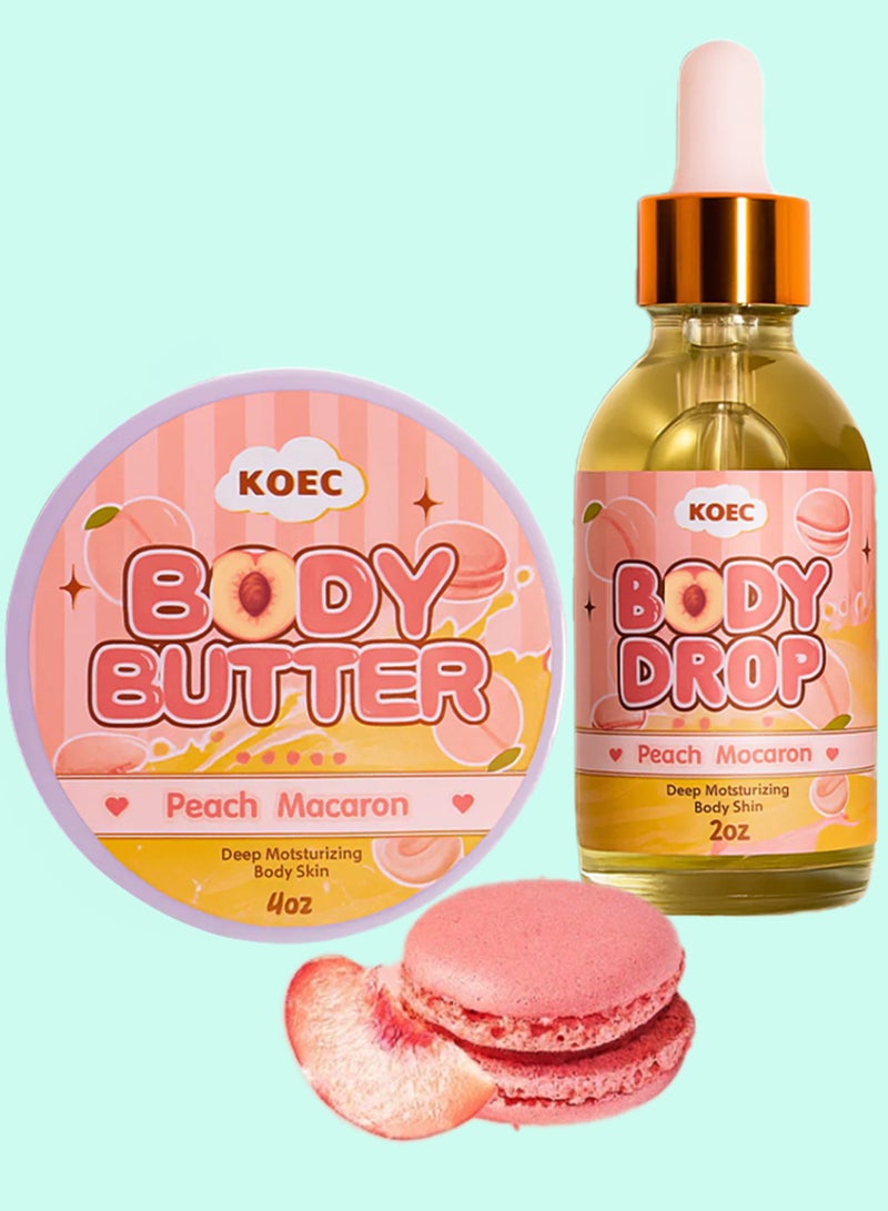 KOEC مجموعة العناية بالجسم: كريم جل الجسم وقطرات الجسم وزيت مرطب للجسم يترك البشرة ناعمة ومتألقة دون أن تكون دهنية، كريم مغذي مرطب لتفتيح البشرة، لوشن للجسم، زيت عطر، كريم للجسم وزيت للجسم - Image 1