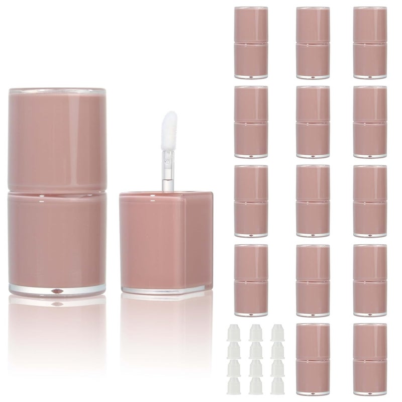 COSIDEA 12pcs 8ml semicircle empty lip gloss tubes bulk with wand large Pink sunproof lipgloss tube