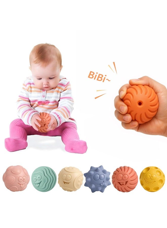 Montessori Toys , Sensory Balls Toys with 6 Pcs Set,Soft Ball for 3 to 12 Month Baby for Brain Development Soft Silicone Rubber - Image 1