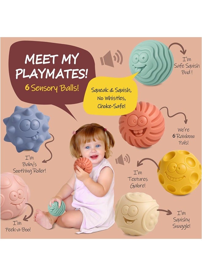 Montessori Toys , Sensory Balls Toys with 6 Pcs Set,Soft Ball for 3 to 12 Month Baby for Brain Development Soft Silicone Rubber - Image 2
