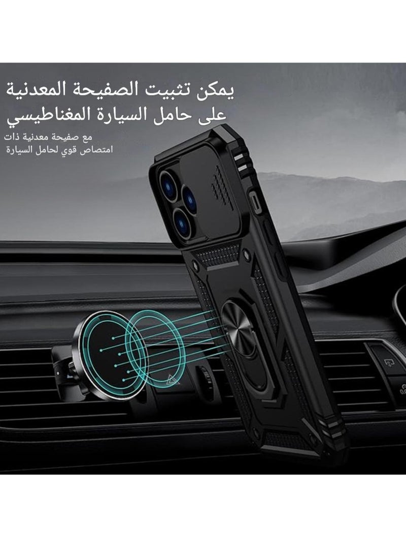 WRISTWISE Case Cover for iPhone 13 Pro with Camera Lens Cover, 1 HD Screen Protector, 10 FT Military Grade Drop Protection, Magnetic Ring Holder Kickstand Protective Phone Case for iPhone 13 Pro, Black - Image 2