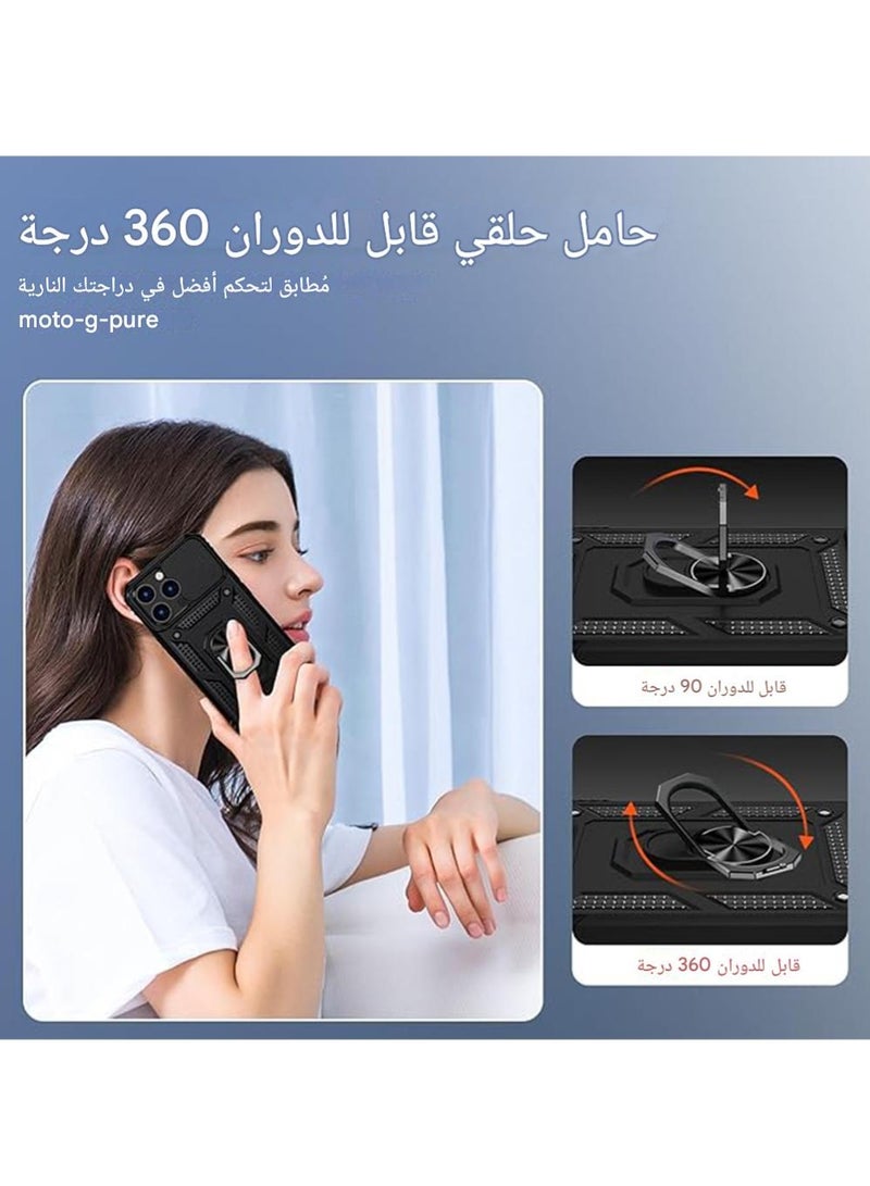 WRISTWISE Case Cover for iPhone 13 Pro with Camera Lens Cover, 1 HD Screen Protector, 10 FT Military Grade Drop Protection, Magnetic Ring Holder Kickstand Protective Phone Case for iPhone 13 Pro, Black - Image 5