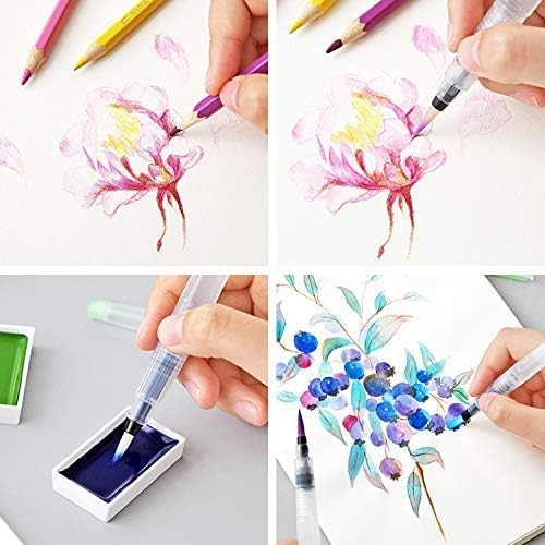 M.F.H 3PCS Water Coloring Pens Portable Brush Pencil Soft Watercolor Brush Pen for Beginner Painting Drawing Art Supplies and Cartoon Highlighter 6Pc (Pack of 2) Combo  - Image 5