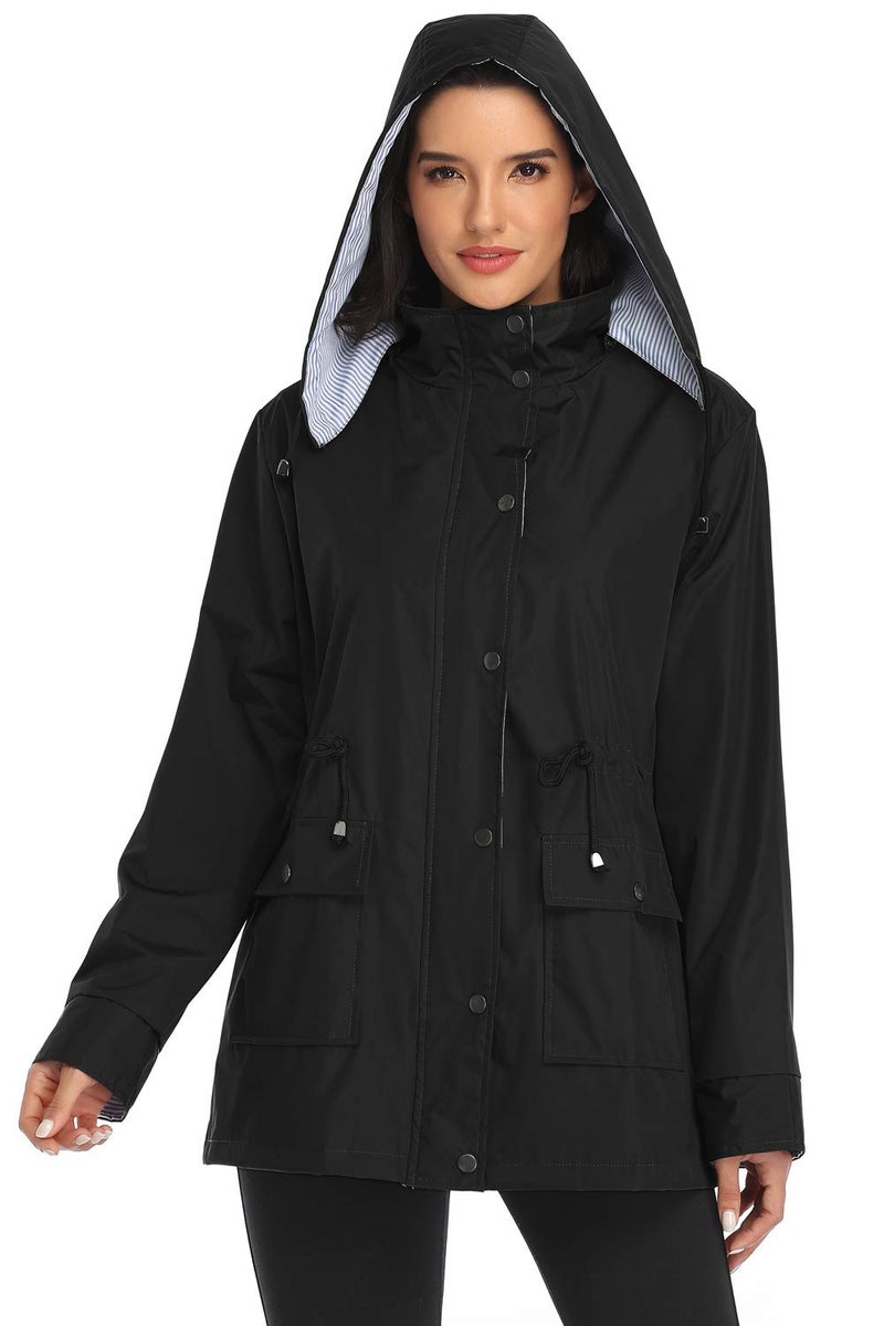 Arthas Women's Lightweight Rain Jacket Waterproof Breathable Raincoat with Hood Active Outdoor Hooded Windbreaker Trench Coats - Image 3