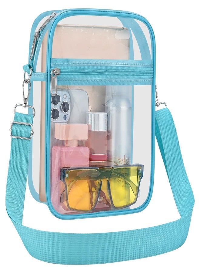 USPECLARE Clear Purse Stadium Transparent Messenger Bag Stadium Approved for Men and Women Clear CrossBody Bag, Aqua, Large - Image 1
