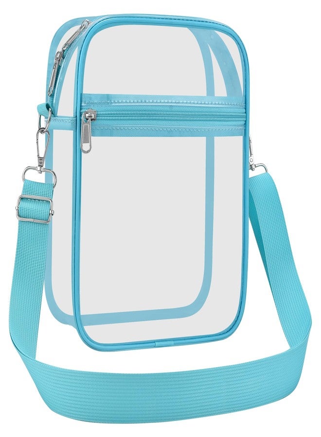 USPECLARE Clear Purse Stadium Transparent Messenger Bag Stadium Approved for Men and Women Clear CrossBody Bag, Aqua, Large - Image 2