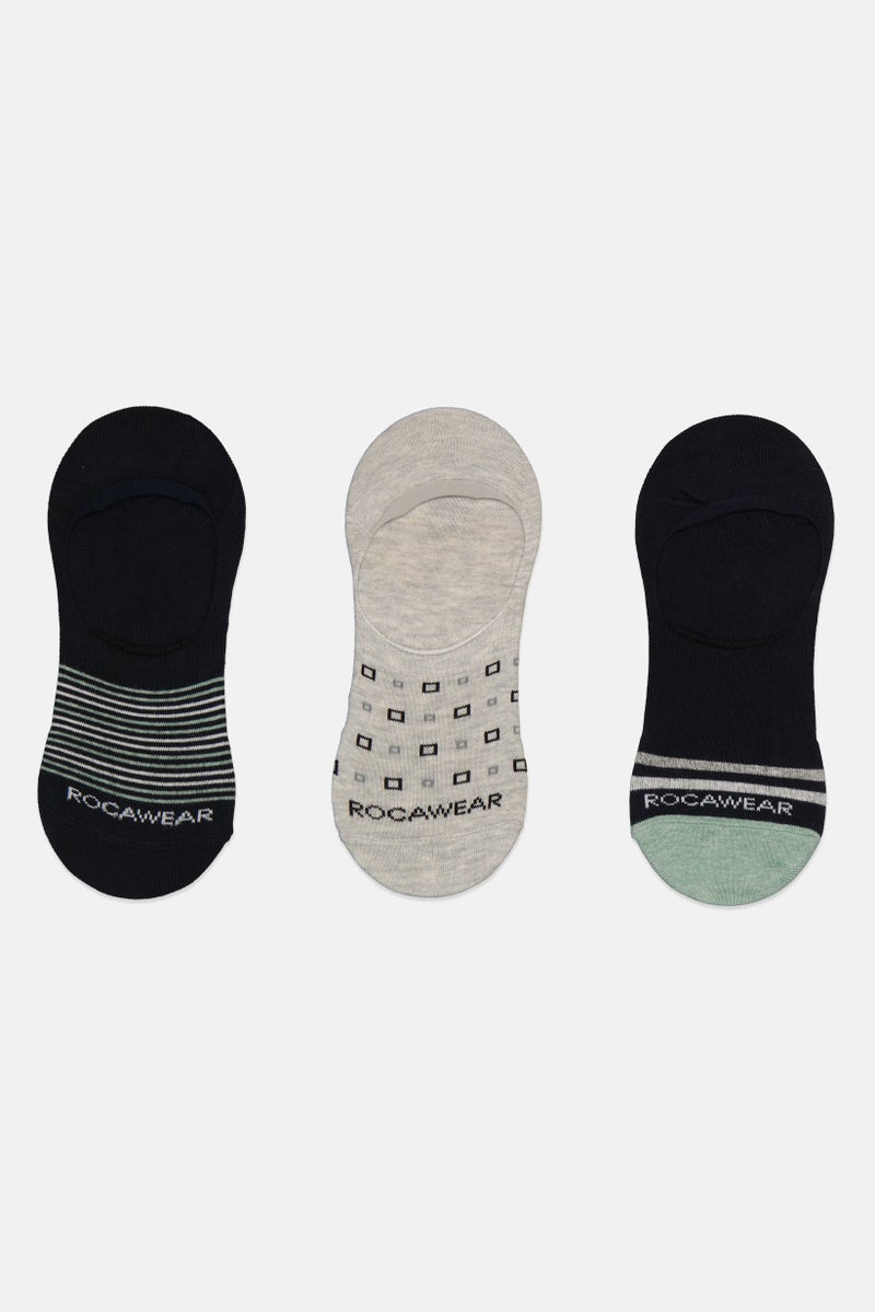 Rocawear Men 3 Pairs Brand Logo Invisible Socks, Multicolor - Image 2