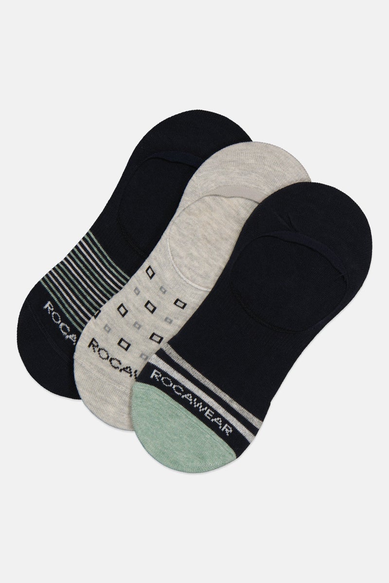Rocawear Men 3 Pairs Brand Logo Invisible Socks, Multicolor - Image 1