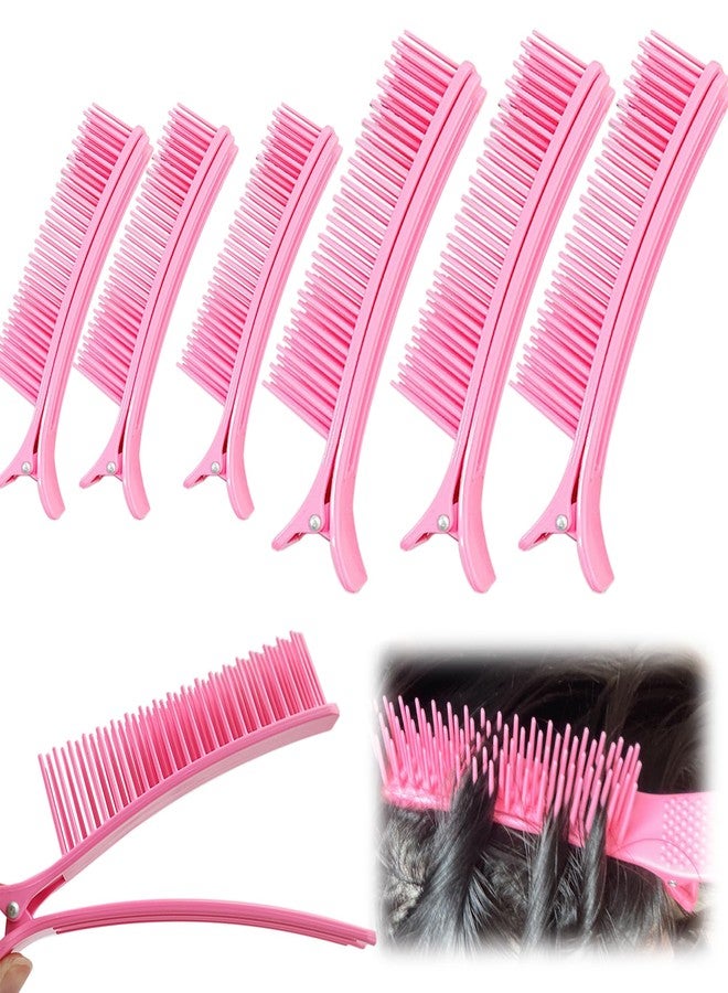 XLANMAY 6pcs Grip Clips for Hair Sectioning Hair Clip for Styling Sectioning Combs Clips for Woman Man Hair Coloring Styling Cutting Sectioning DIY (Pink,3large+3small) - Image 1