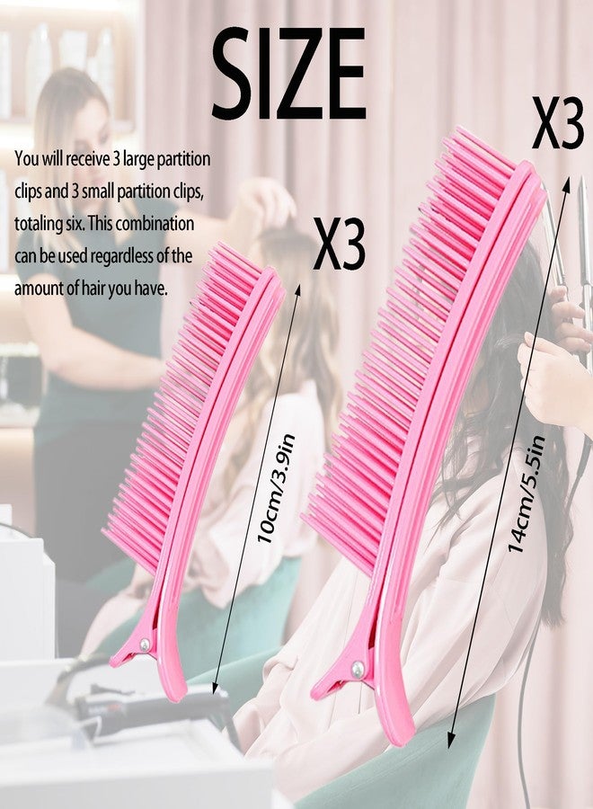 XLANMAY 6pcs Grip Clips for Hair Sectioning Hair Clip for Styling Sectioning Combs Clips for Woman Man Hair Coloring Styling Cutting Sectioning DIY (Pink,3large+3small) - Image 2