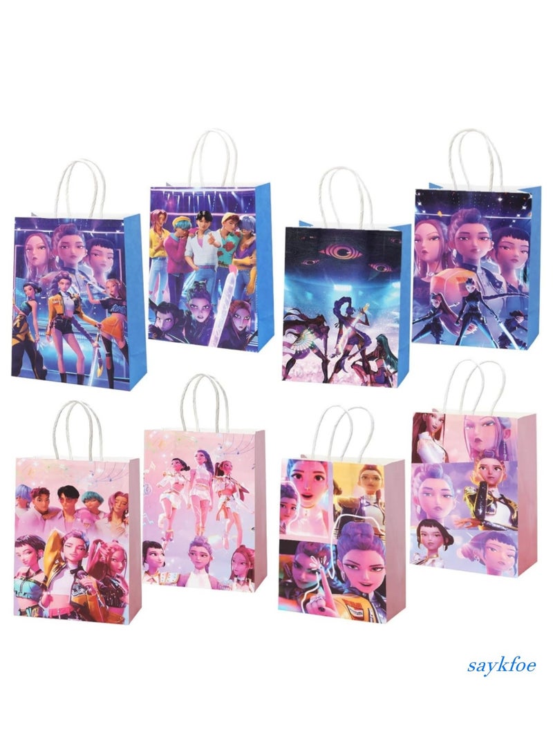 saykfoe 12 Pcs Hunters Party Bags Paper, Sweets Party Gift Bags Candy Paper Bags with Handle, Birthday Candy Bags for Kids, Demon Hunters Theme Party Supplies for Boys Girls Decoration - Image 1