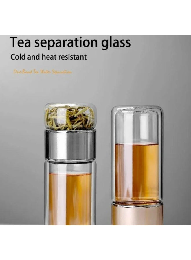كوب تجميع الشاي الزجاجي مزدوج الطبقة مع مصفاة -500ml معزول كوب فن Tes ، تصميم فصل المياه الإبداعي ، مثالي للمكتب والمنزل والهدايا - Image 3