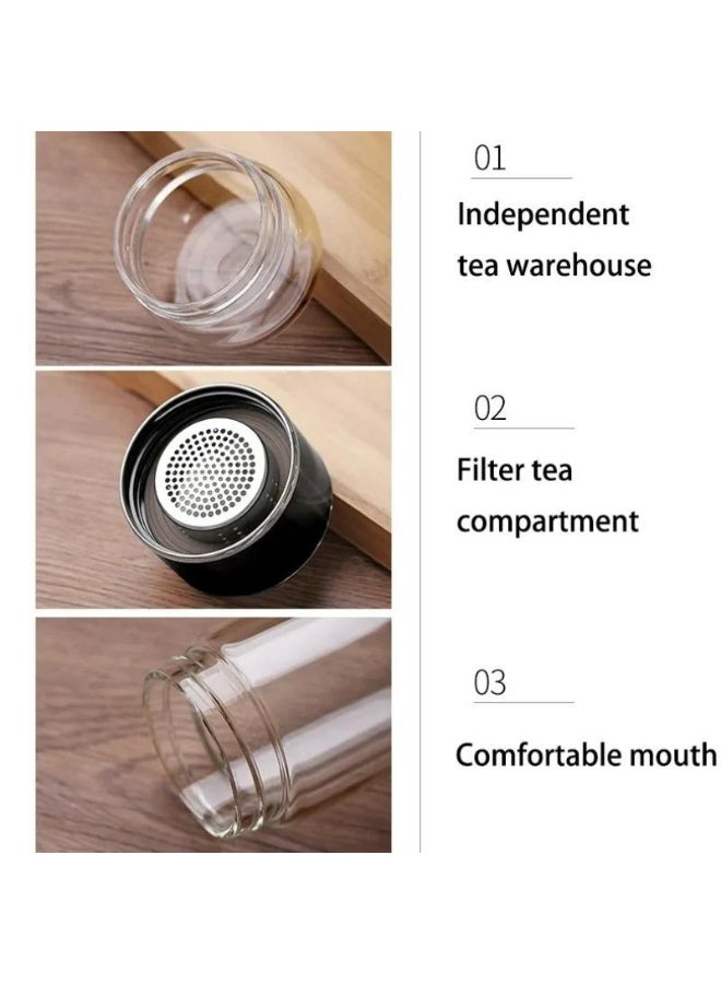 كوب تجميع الشاي الزجاجي مزدوج الطبقة مع مصفاة -500ml معزول كوب فن Tes ، تصميم فصل المياه الإبداعي ، مثالي للمكتب والمنزل والهدايا - Image 4