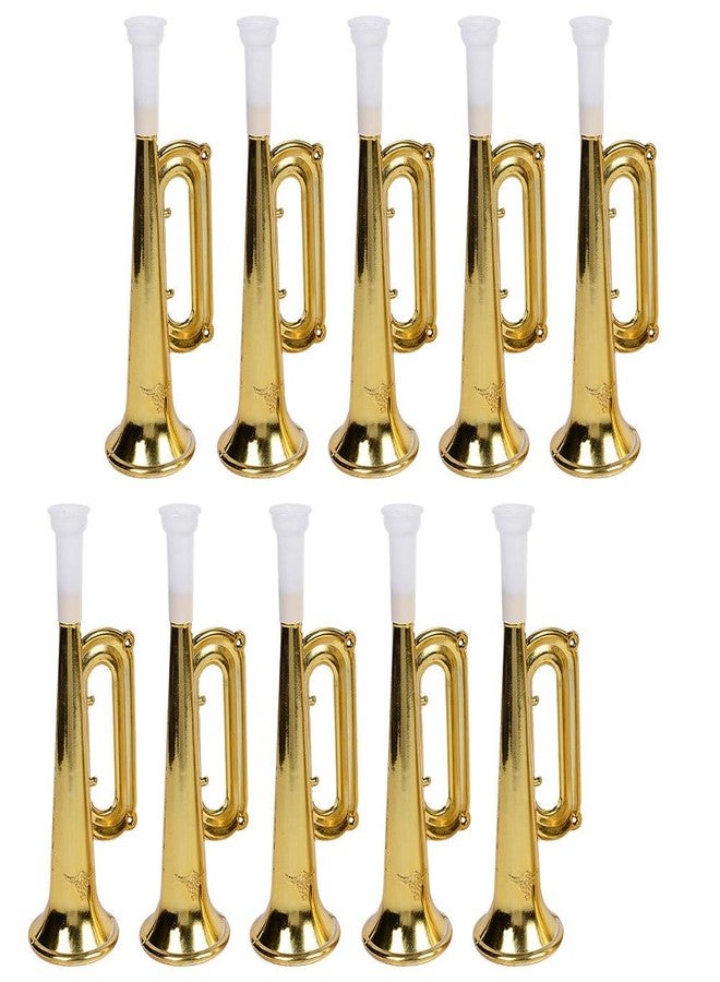 JECOMPRIS 10Pcs ABS Sports Cheerleading Horns: Golden Stadium Noise Makers - Football & Baseball Cheer Props (6.6x1.8in) - Image 1
