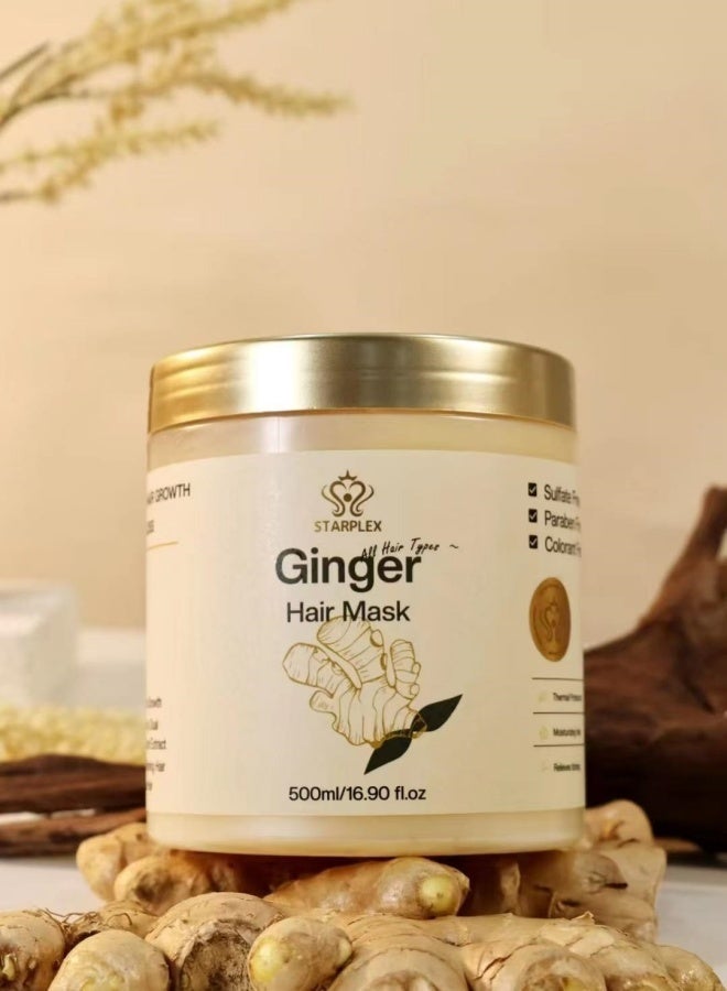 STARPLEX Ginger Anti Hair Loss Repair Hair Mask 500ml, Ginger Extract Strengthen Root, Deep Repair Dry Frizzy Hair, Intensive Nourish Smooth & Shine, Soothe Scalp Sulfate Free, Suitable for Men & Women - Image 1