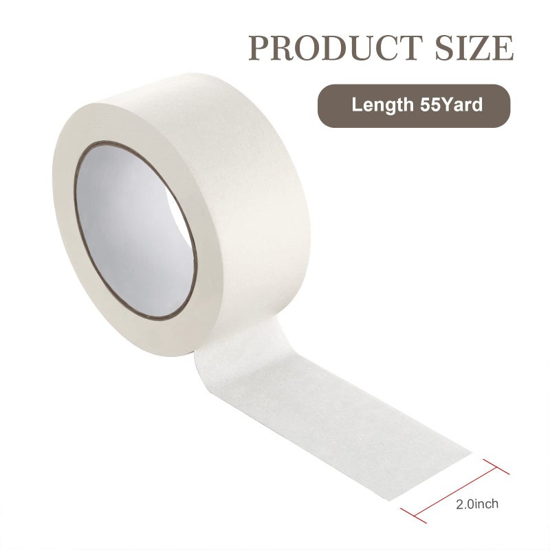 Baijixin Wide Masking Tape, General Purpose Beige White Painters Tape for Home, Office, School Stationery, DIY Art, Crafts, Labeling (2 Inch X 55 Yard) - Image 2