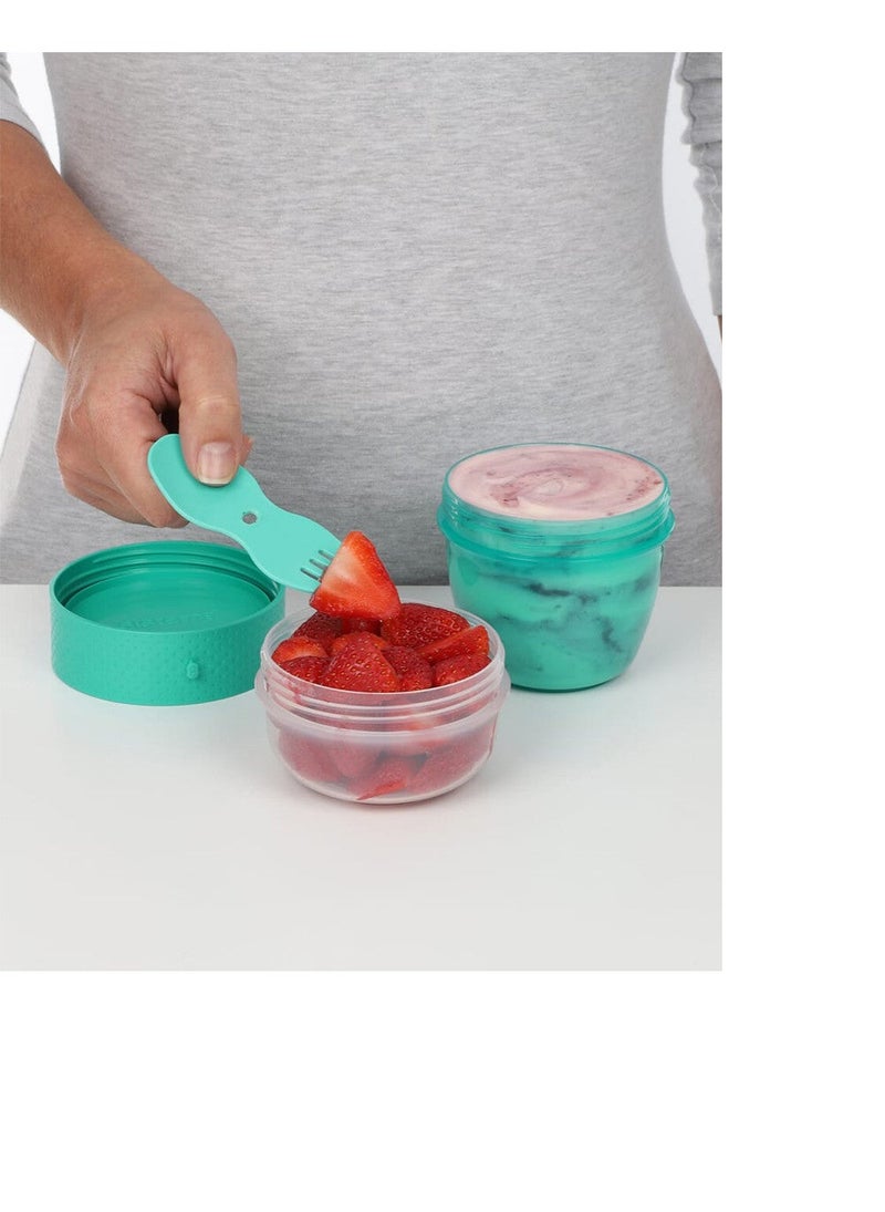 Sistema Snack Capsule To Go 515ml Green – BPA Free Snack Container with Built-In Fork & Spoon, Reusable Food Storage Cup for Yogurt, Fruit, Salad, Cereal, Meal Prep, School & Travel - Image 3