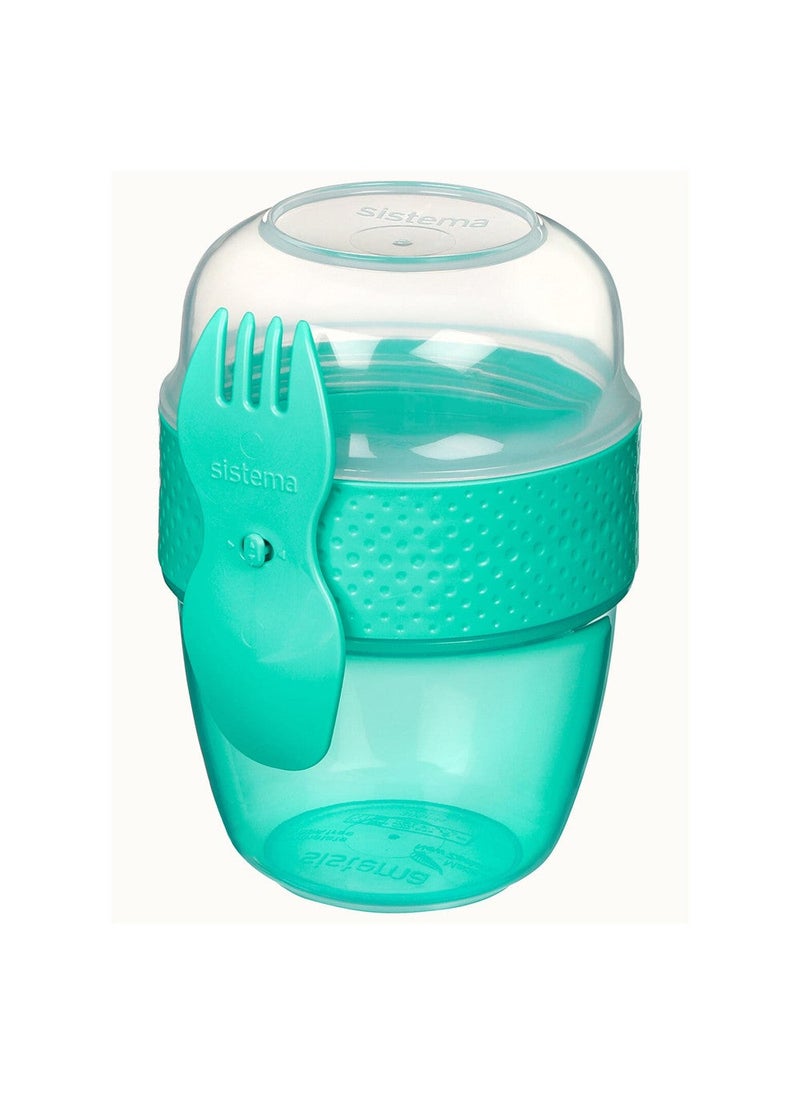 Sistema Snack Capsule To Go 515ml Green – BPA Free Snack Container with Built-In Fork & Spoon, Reusable Food Storage Cup for Yogurt, Fruit, Salad, Cereal, Meal Prep, School & Travel - Image 5