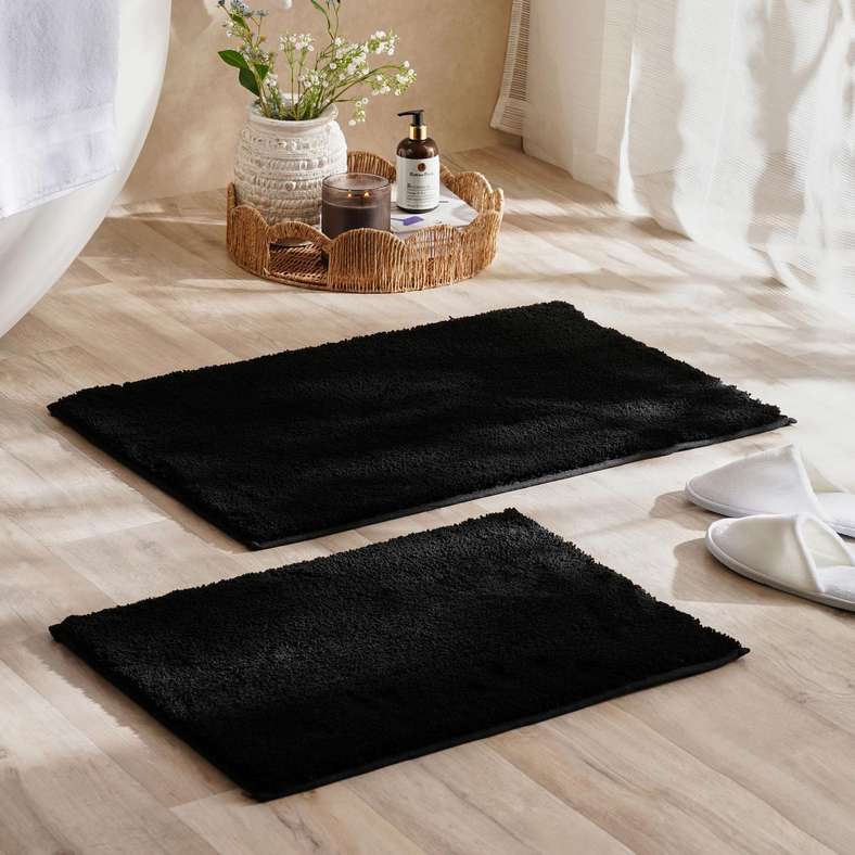 Pan Home Hydroplush Microfiber Bathmat Set - Black Onyx