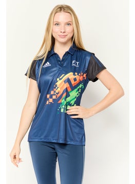 Adidas Women Sportswear Fit Short Sleeves Training Polo Shirt, Light Blue  - Image 1