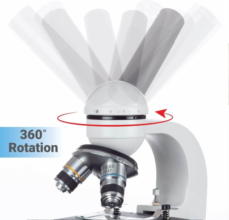 AmScope M150 Series Portable LED Monocular Student Compound Microscope - 40X-1000X Magnification - Microscope Kit Includes Dust Cover, 2 Clips & 2 Eyepieces - Image 4