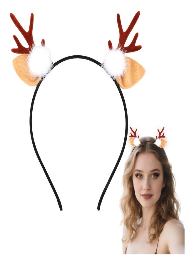 Amariver Reindeer Headband for Women Deer Antlers Costume Reindeer Ears Animal Ears Christmas Headbands for Adults Deer Halloween Costume - Image 1